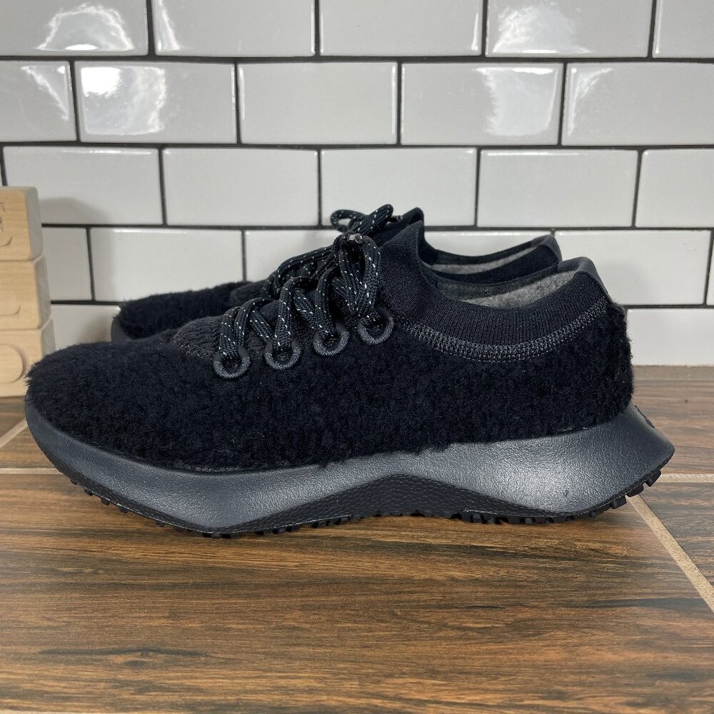 allbirds Wool Dasher 2 Fluffs Shoes Womens Size 7 Natural Black Low Top Sneakers